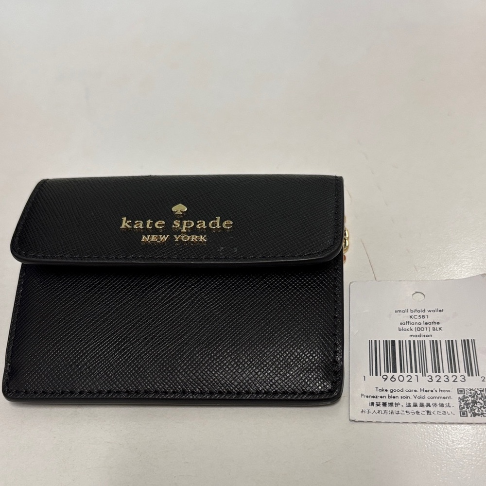 Kate spade black bifold black leather wallet